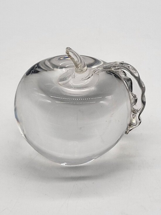 unbranded Other - Clear Art Glass Apple Solid Paperweight Teacher Fruit Decor